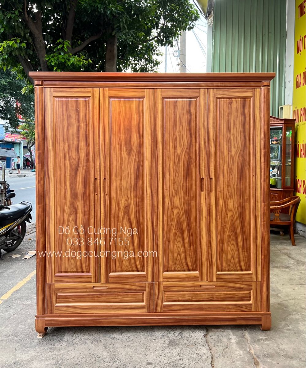tủ áo gỗ cẩm 4 cánh 