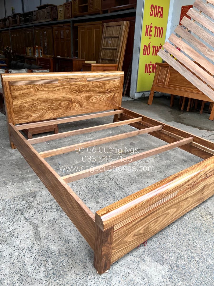 giường gỗ hương xám 