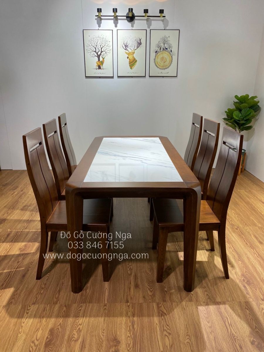 bàn ăn gỗ sồi nga 