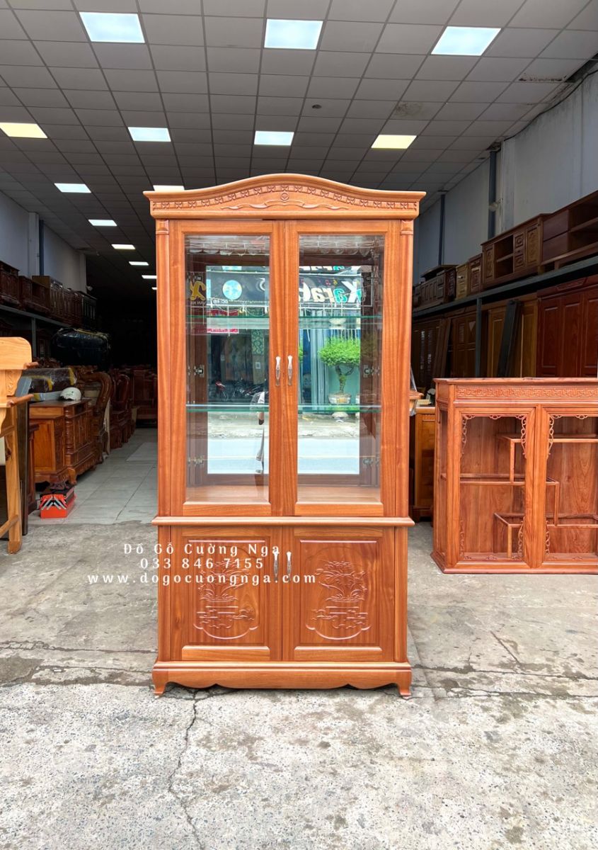 tủ rượu gỗ xoan đào vuông 1m 