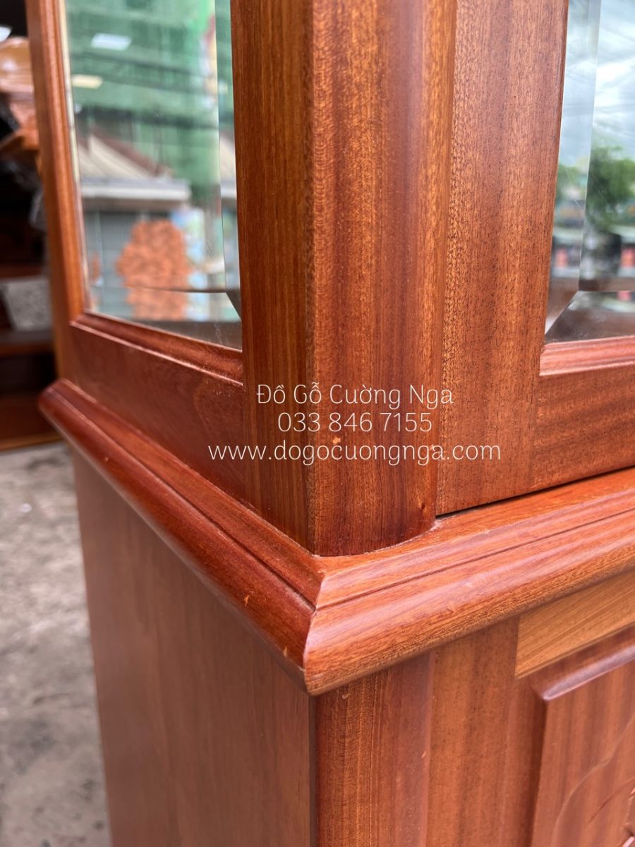tủ rượu vuông gỗ xoan đào 