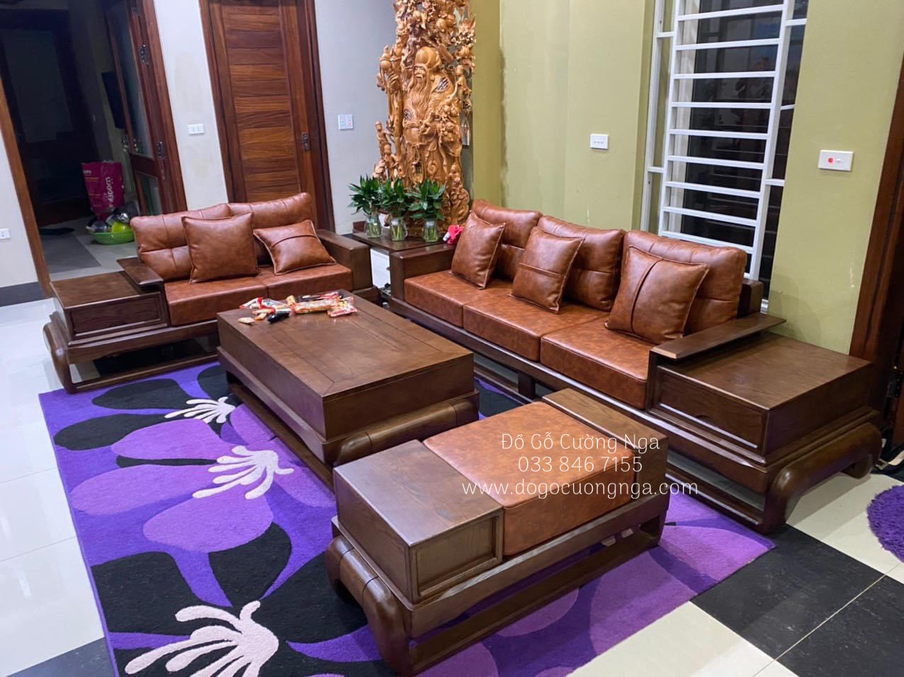 ghế sofa gỗ sồi nga lau màu