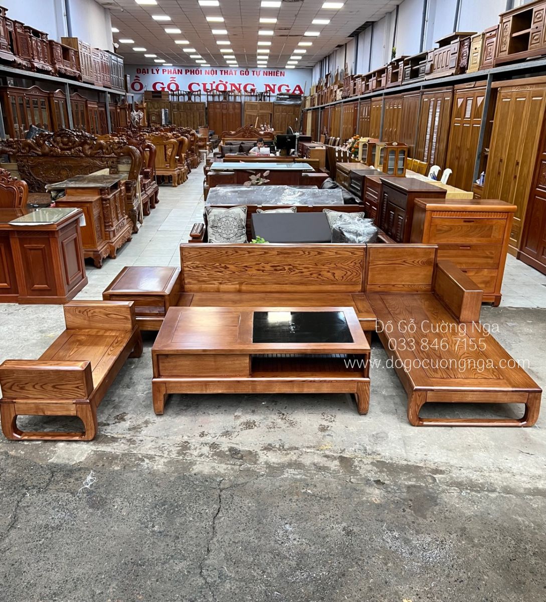 ghê sofa gỗ sồi nga lau màu 