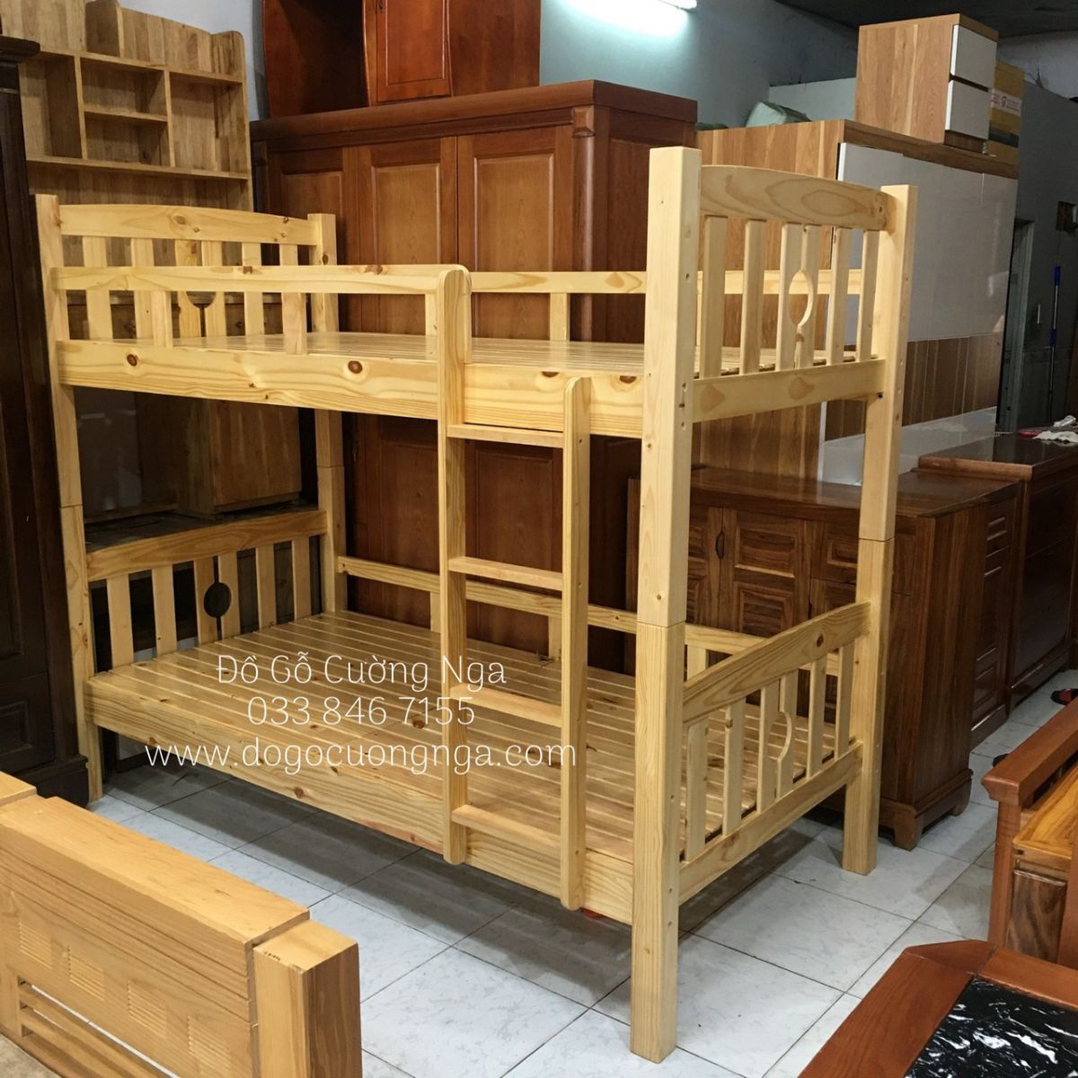giường tầng gỗ tự nhiên 