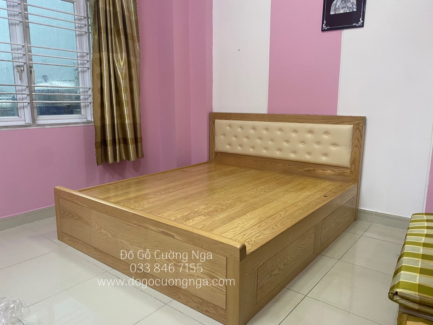 giường gỗ sồi nga