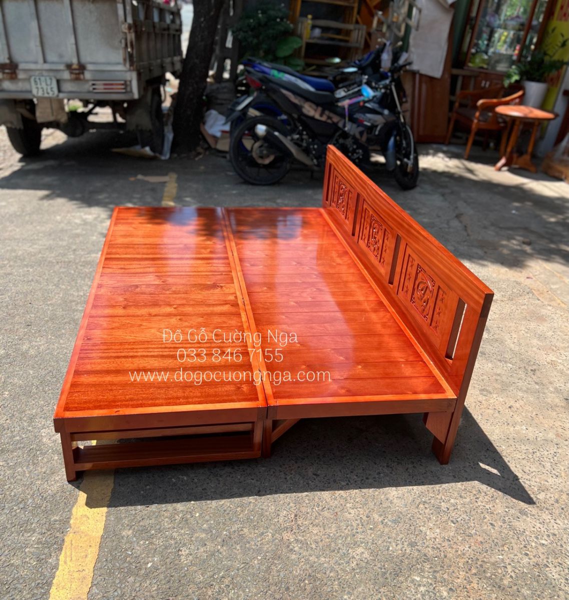 giường gấp gỗ xoan đào 1m2 