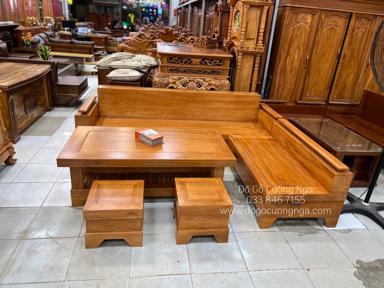 ghế sofa góc l gỗ sồi nga