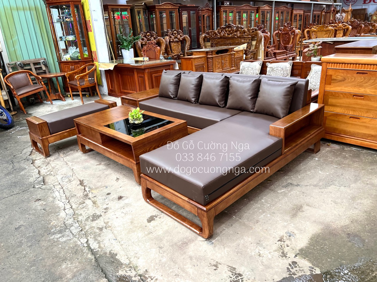 ghế sofa gỗ sồi nga 2m8x1m8 