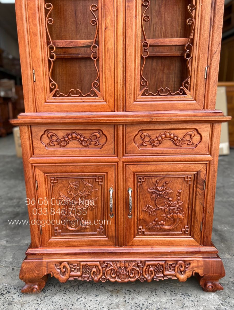 Tủ rượu vuông gỗ hương đá 80cm 