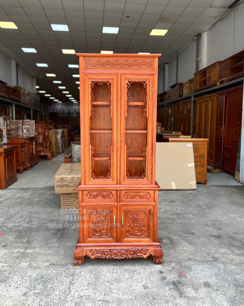 Tủ rượu vuông gỗ hương đá 80cm 