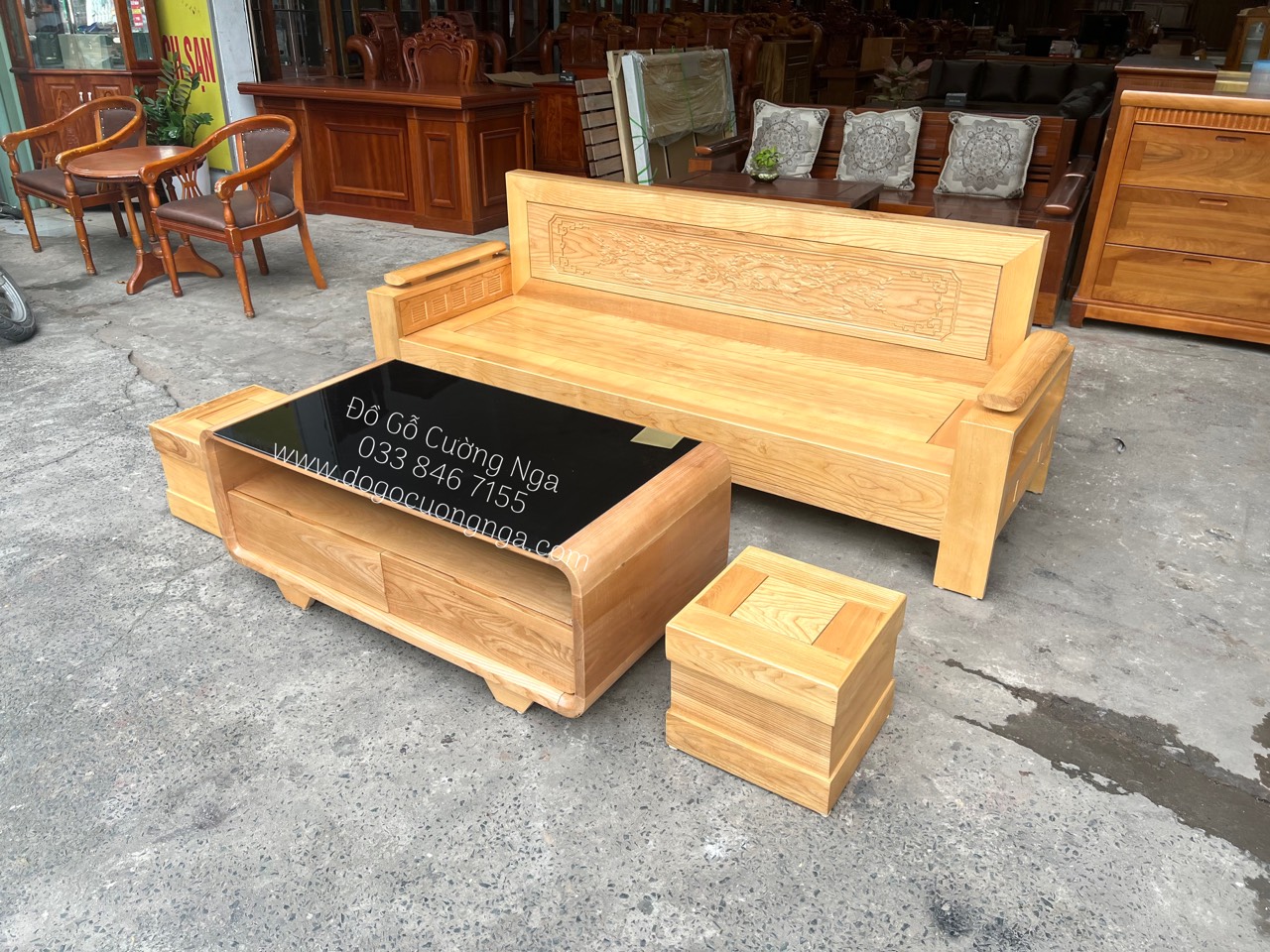 ghế sofa văng gỗ sồi nga 
