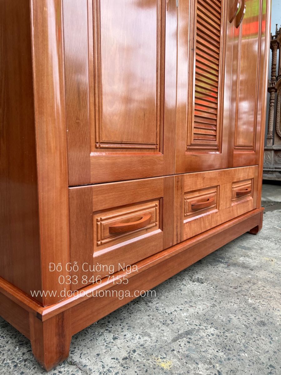 tủ áo gỗ xoan đào 3 cánh 