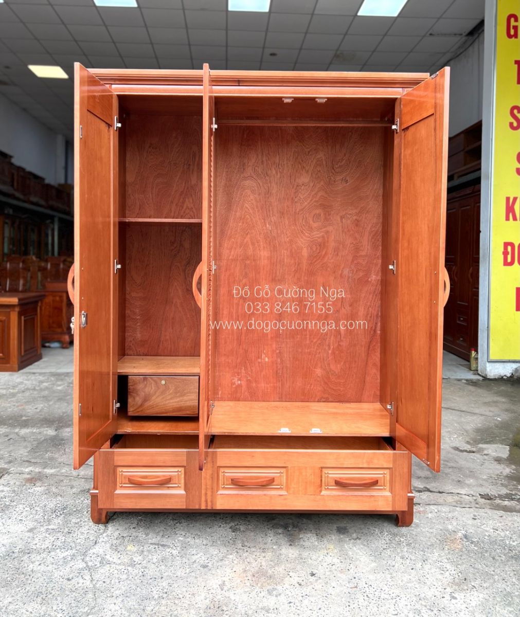 tủ áo gỗ xoan đào 3 cánh 