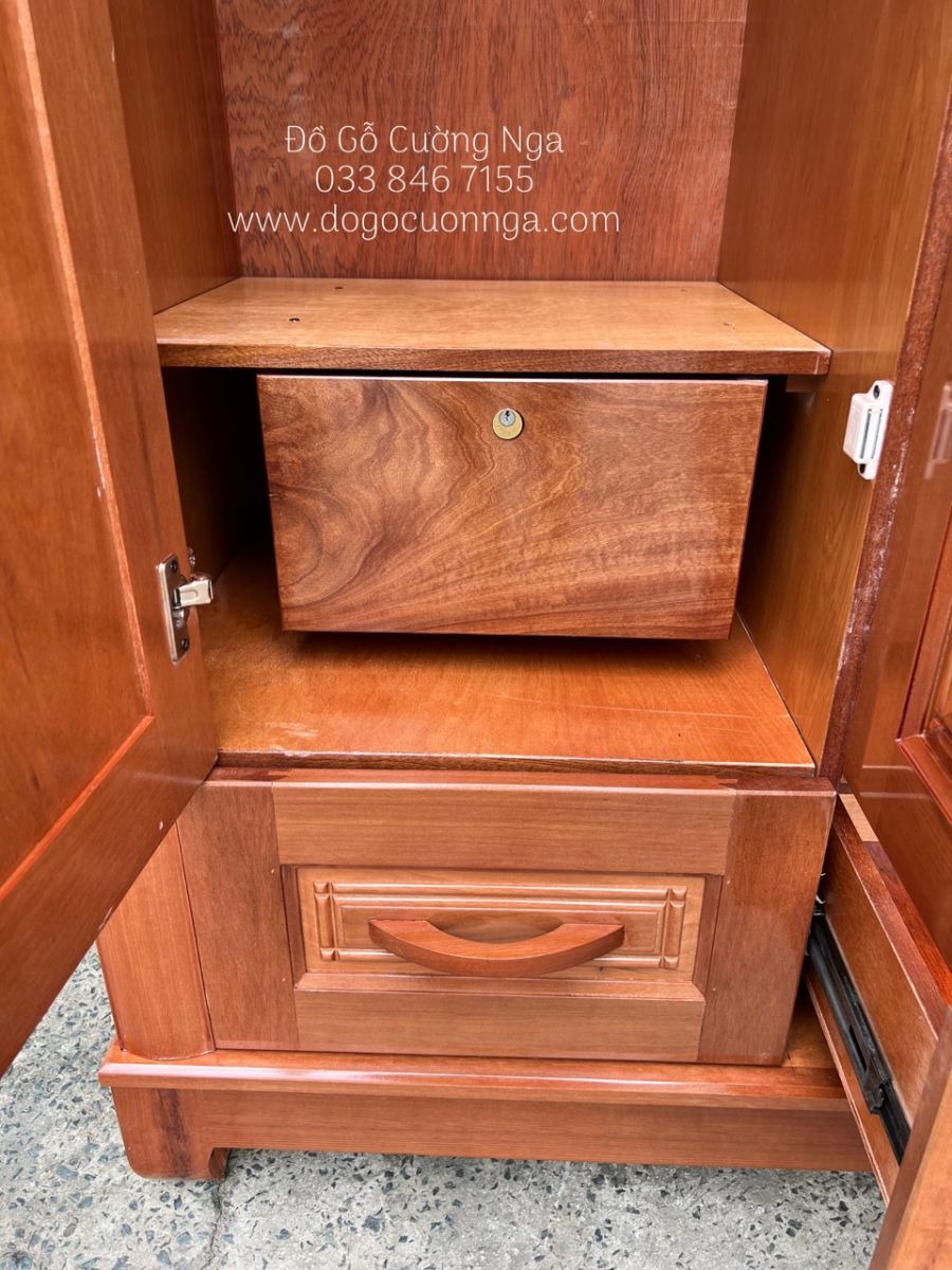 tủ áo gỗ xoan đào 3 cánh 