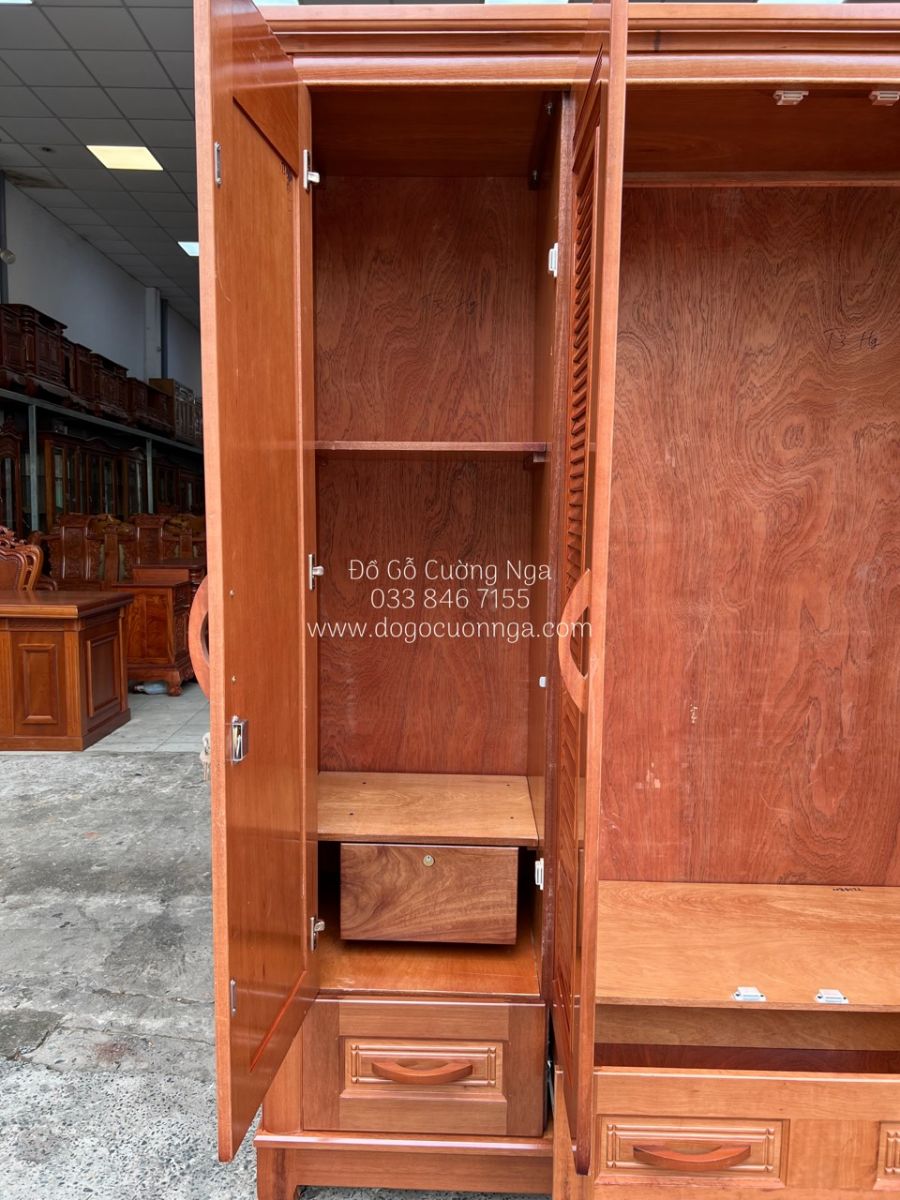 tủ áo gỗ xoan đào 3 cánh 