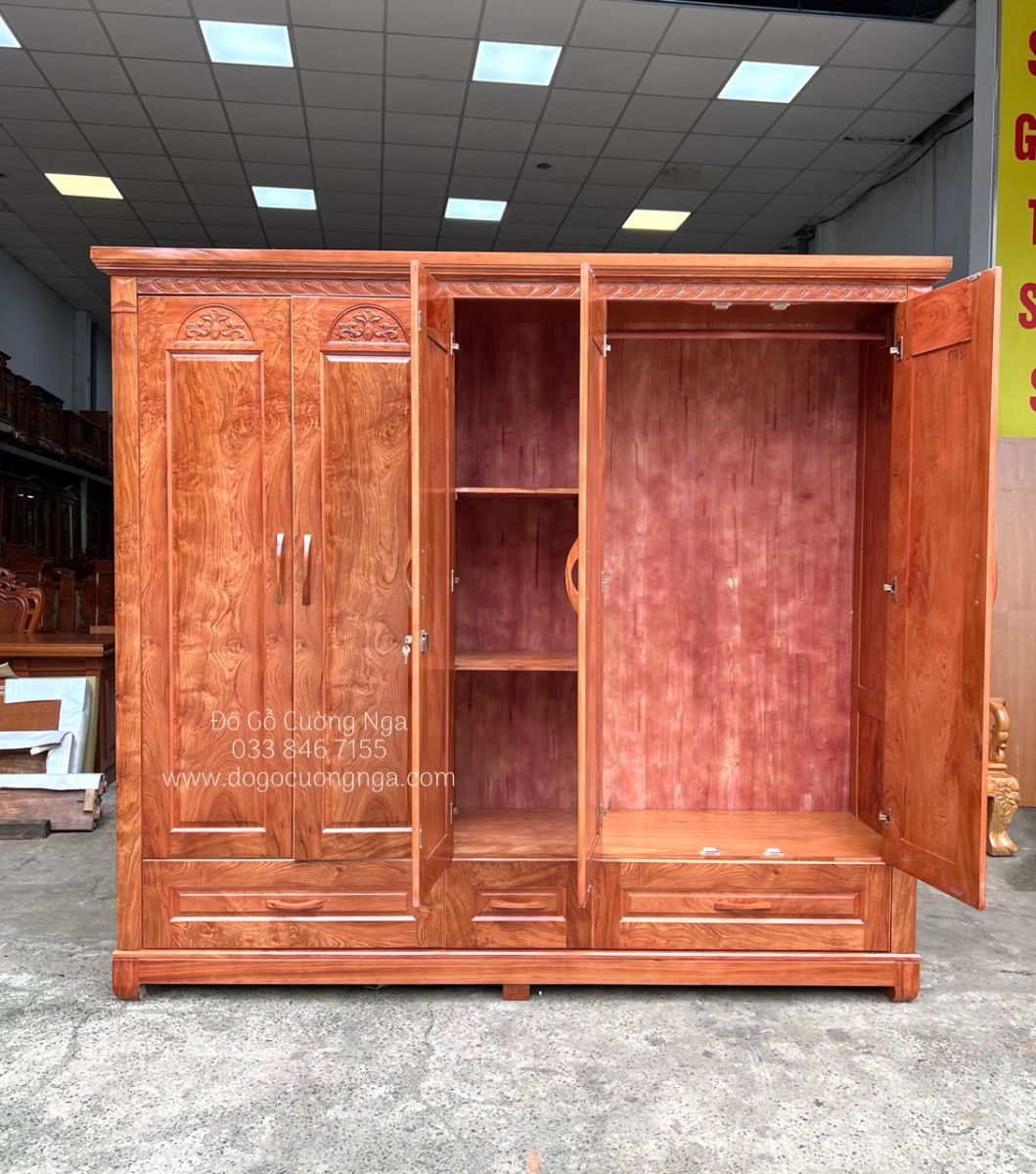 Tủ quần áo gỗ Hương Đá 5 cánh hiện đại