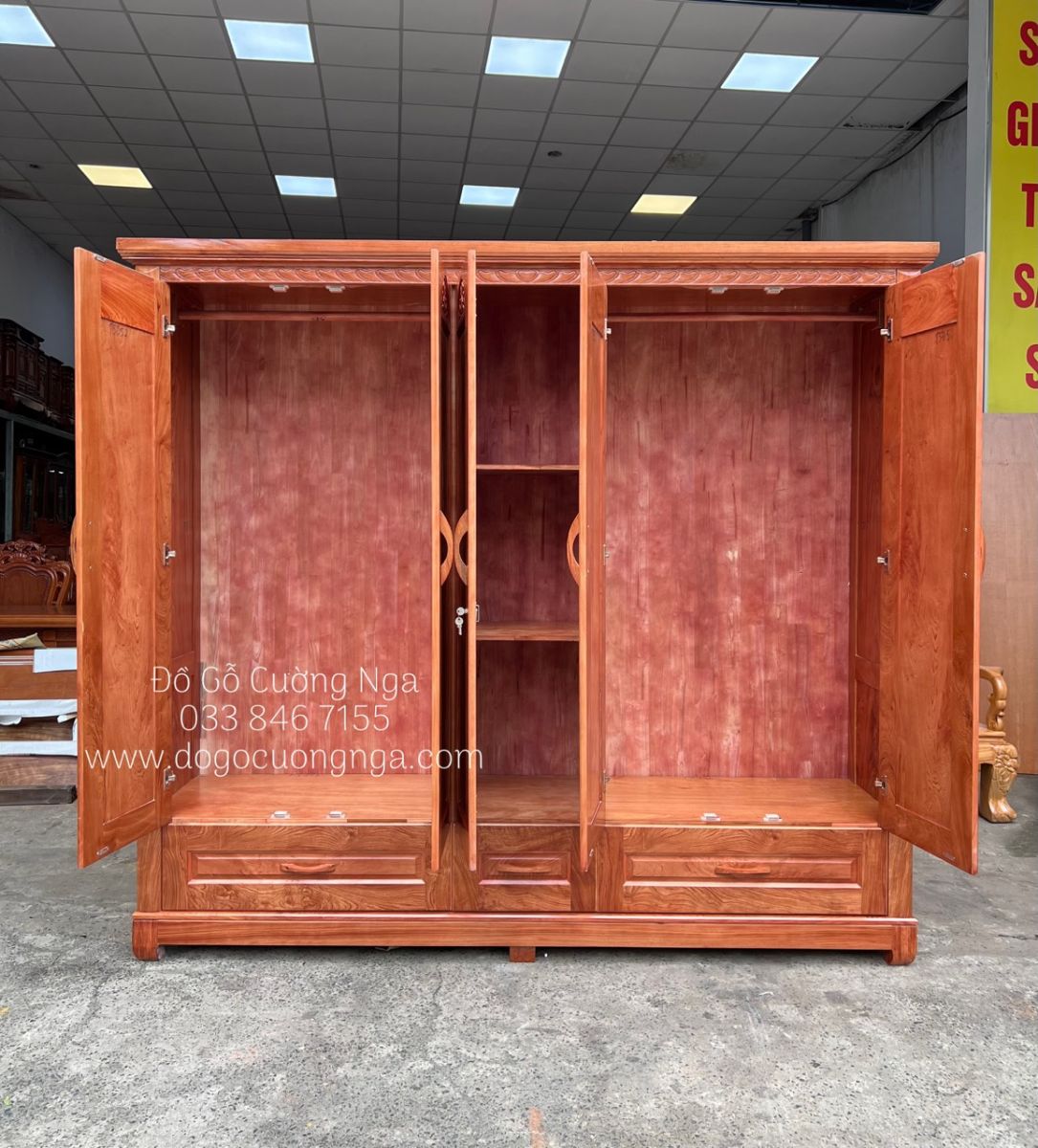 Tủ quần áo gỗ Hương Đá 5 cánh hiện đại