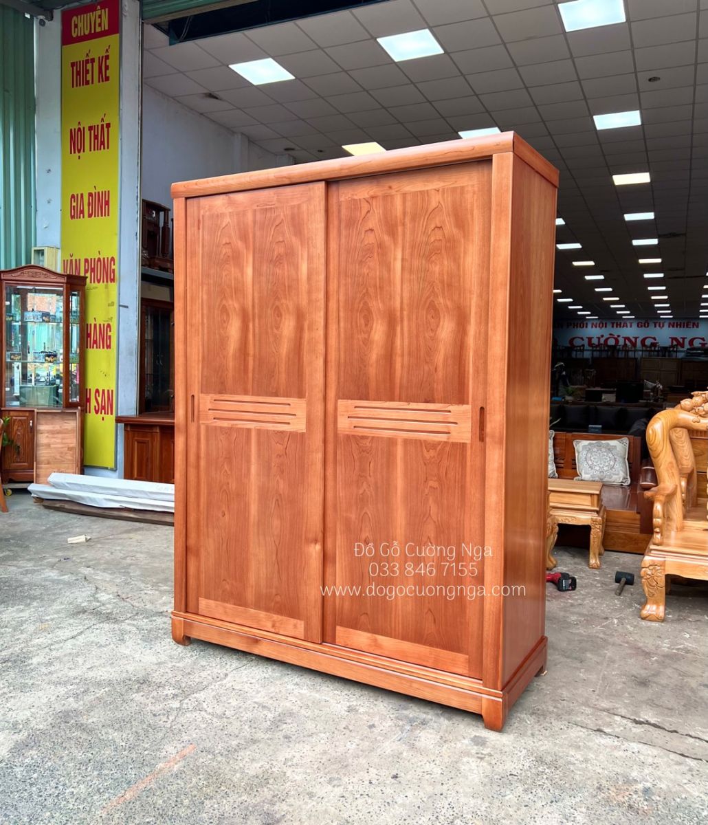 Tủ áo gỗ xoan đào cửa lùa 