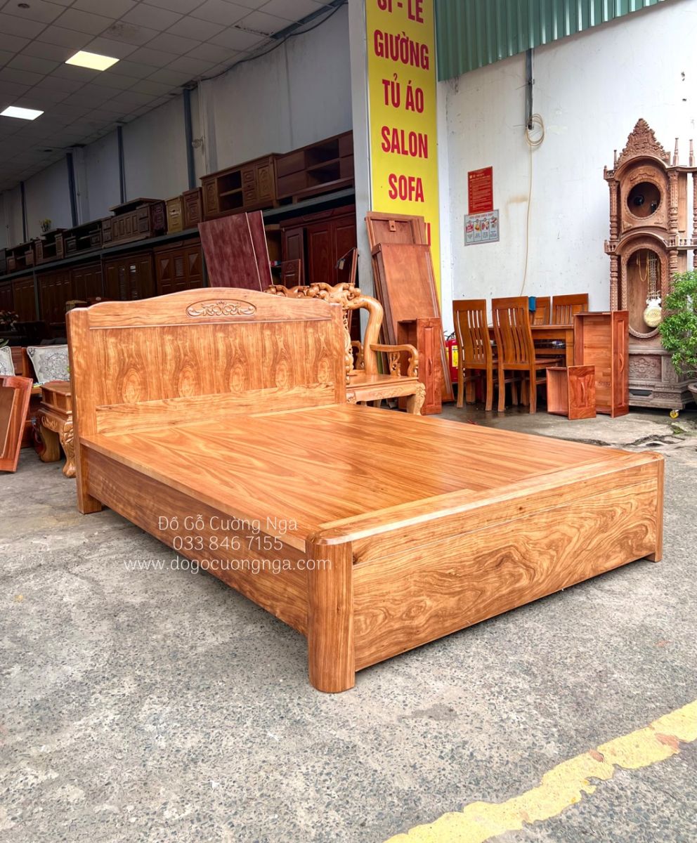 giường gỗ hương xám hiện đại 