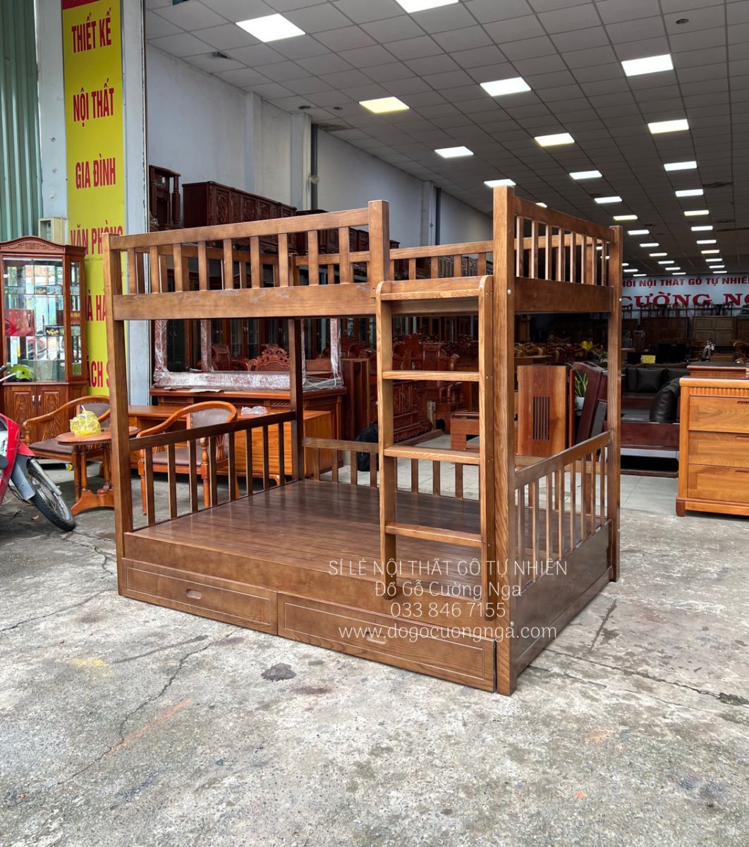 giường tầng gỗ sồi nga 