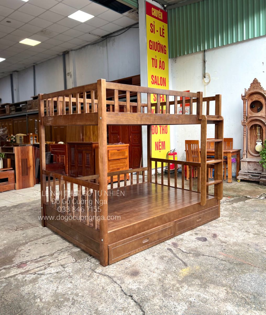 giường tầng gỗ sồi 