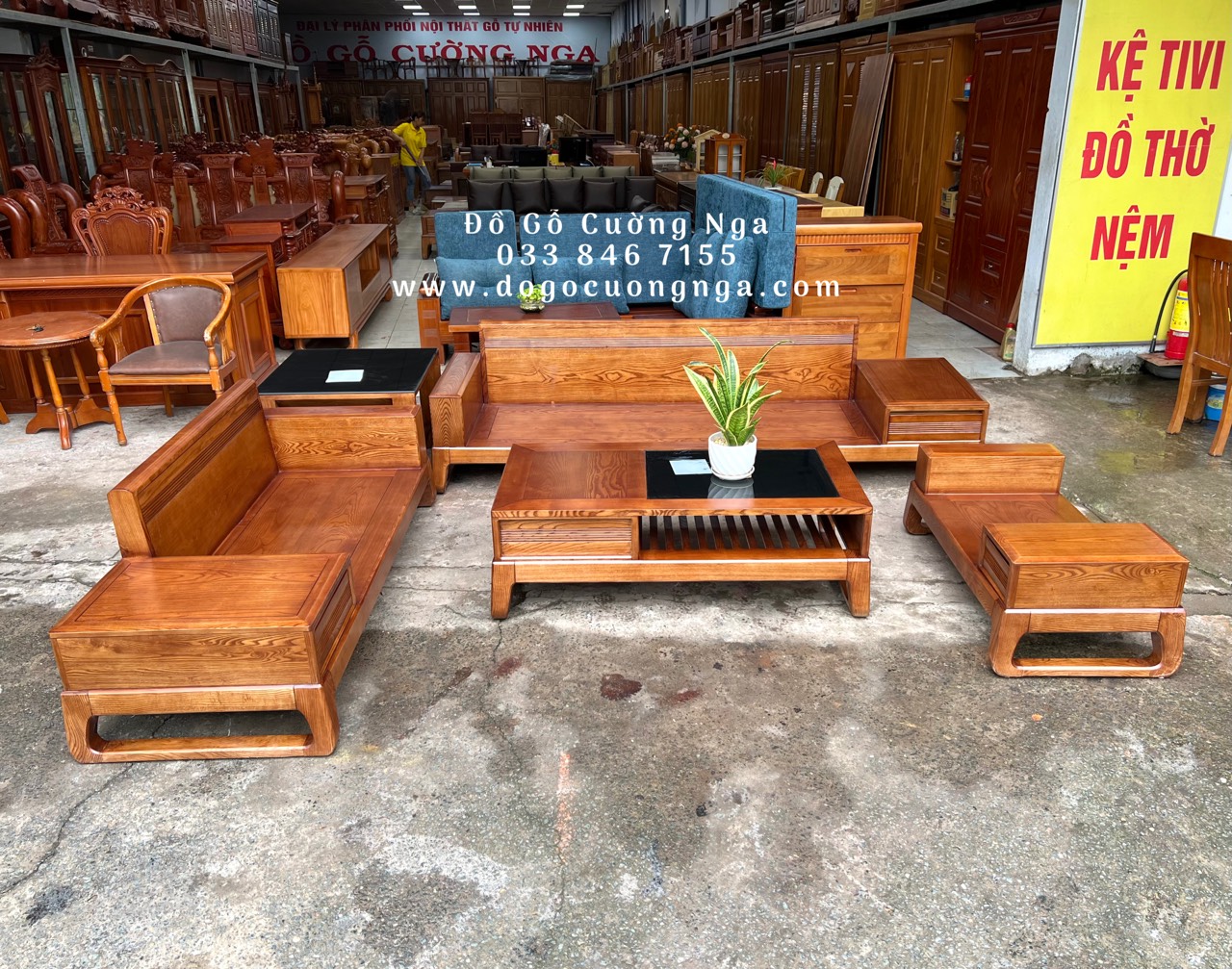 Ghế sofa gỗ sồi nga giao khách Củ Chi 