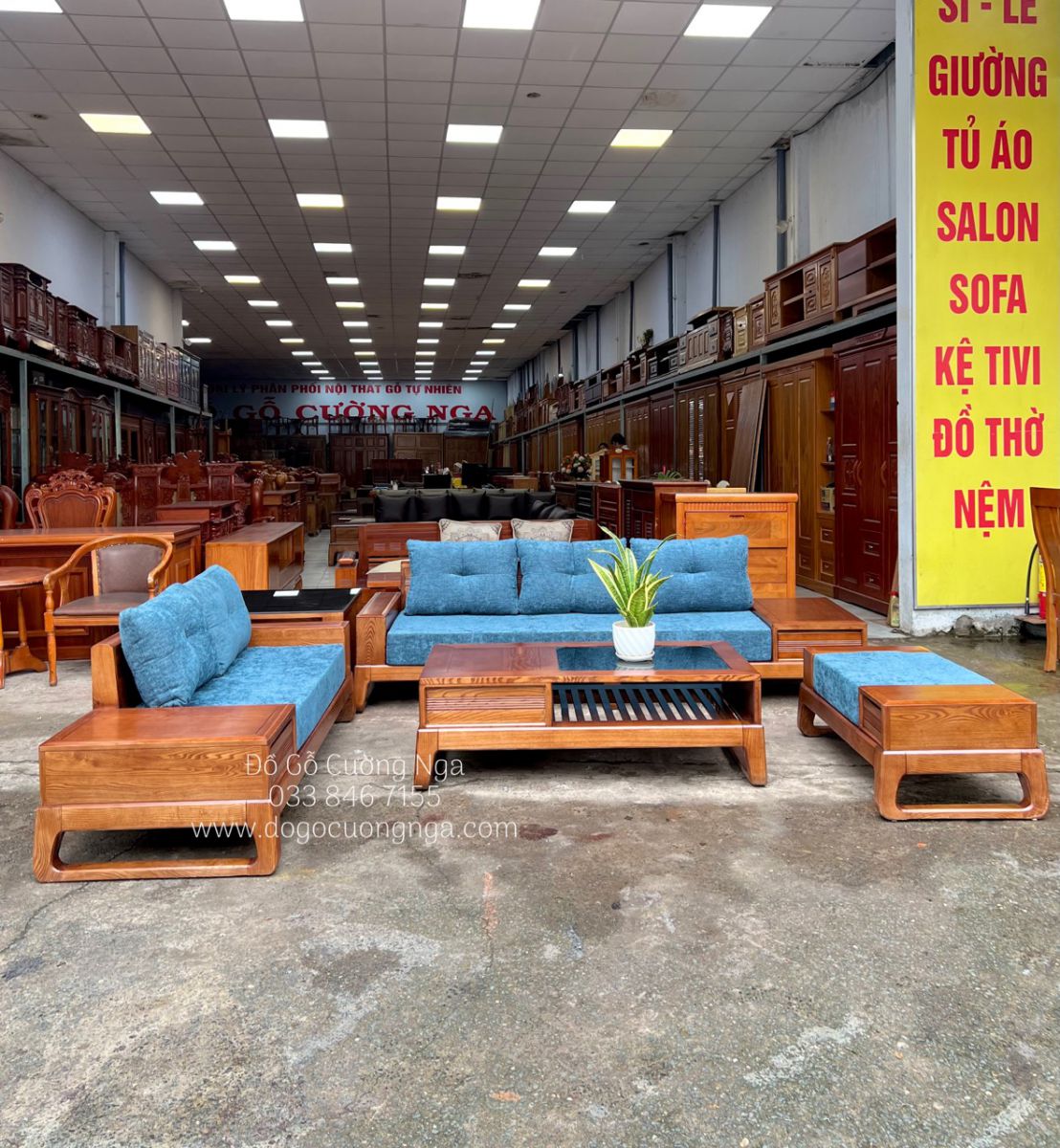 Ghế sofa gỗ sồi nga giao khách Củ Chi 