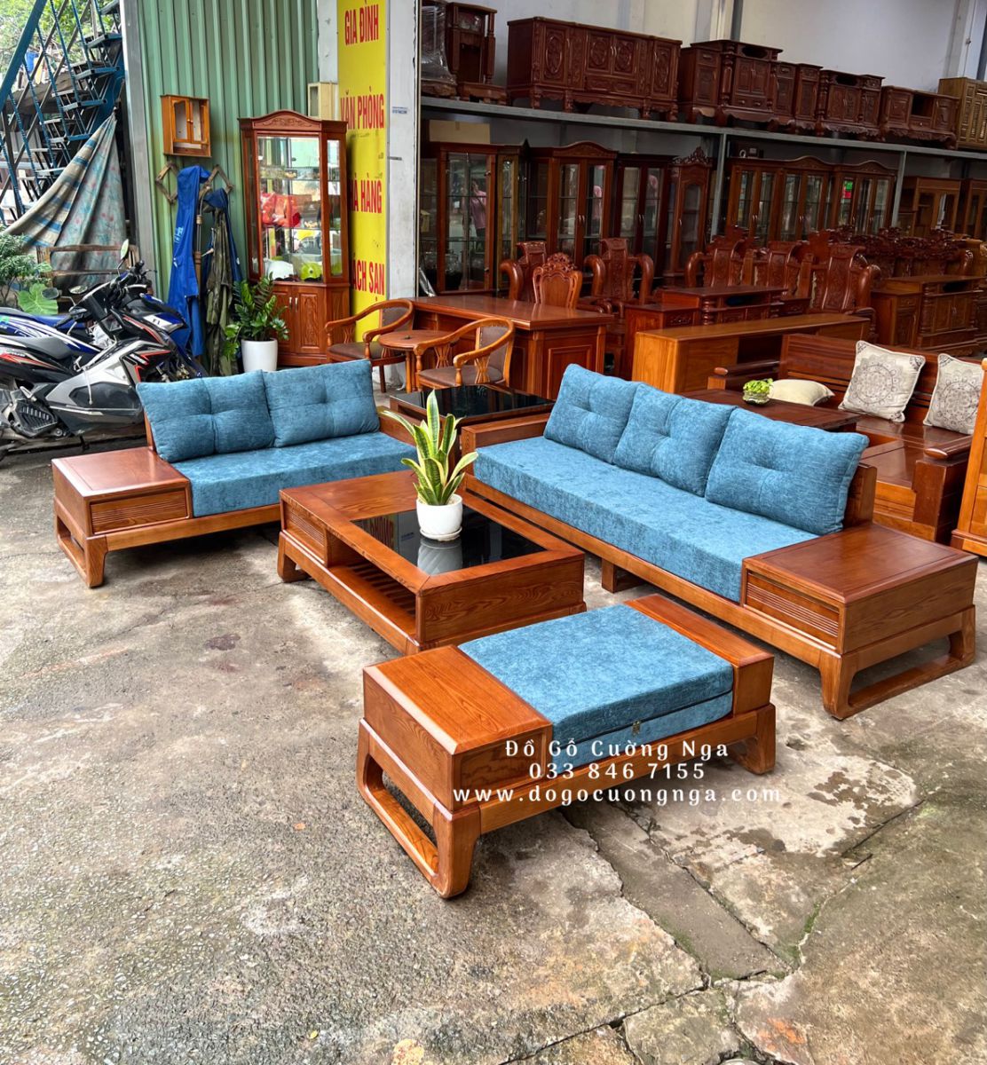 Ghế sofa gỗ sồi nga giao khách Củ Chi 