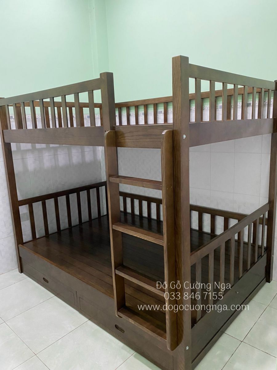 giường tầng gỗ sồi 