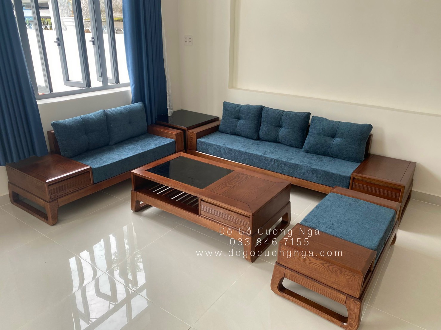 Ghế sofa gỗ sồi nga giao khách Củ Chi 