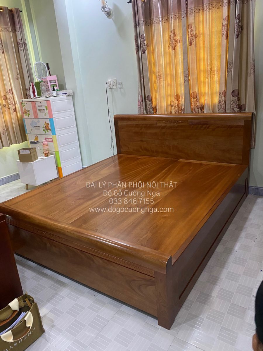 giuong go xoan dao 2 ngan keo