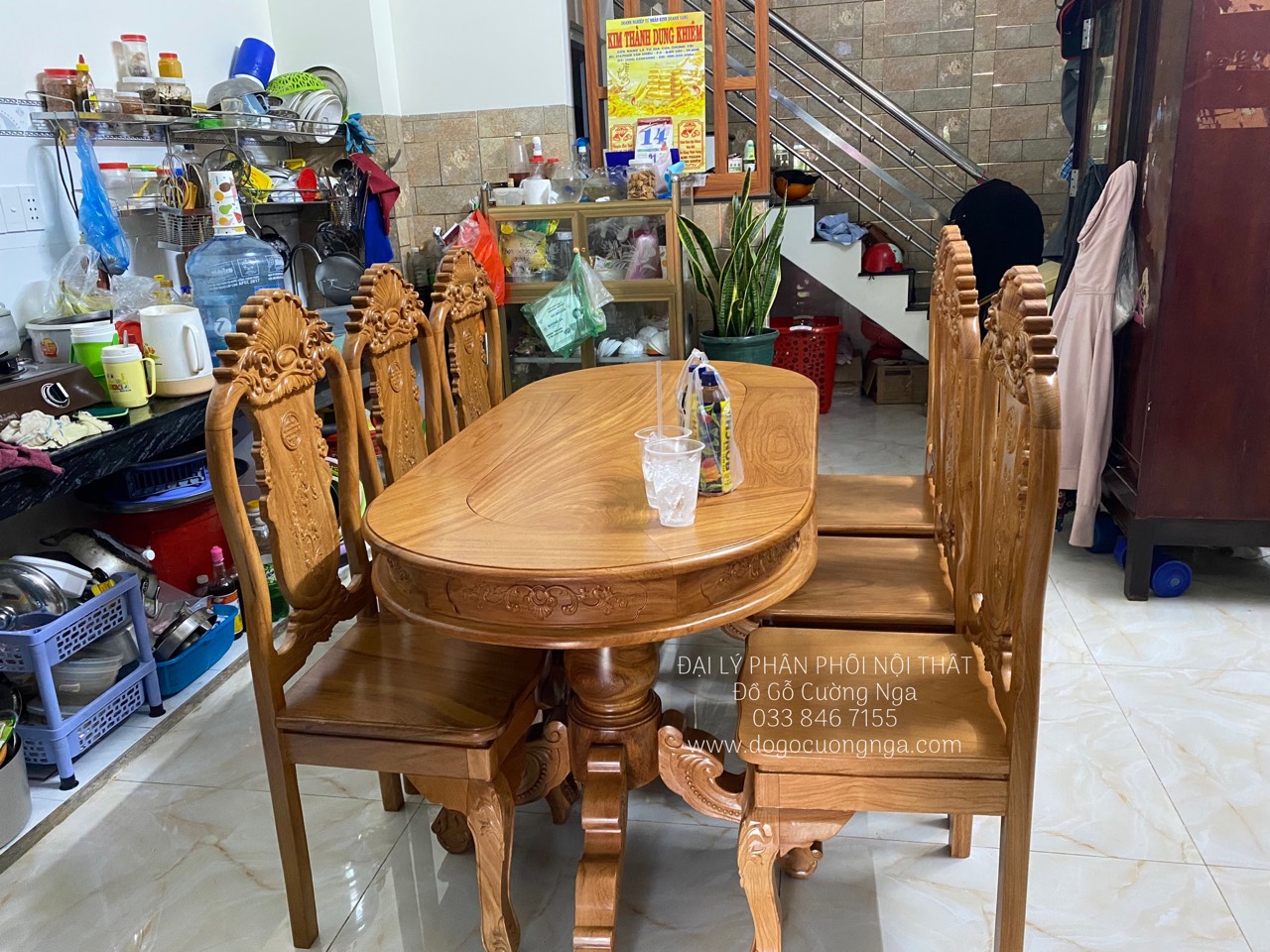 bàn ăn 6 ghế gỗ gõ đỏ