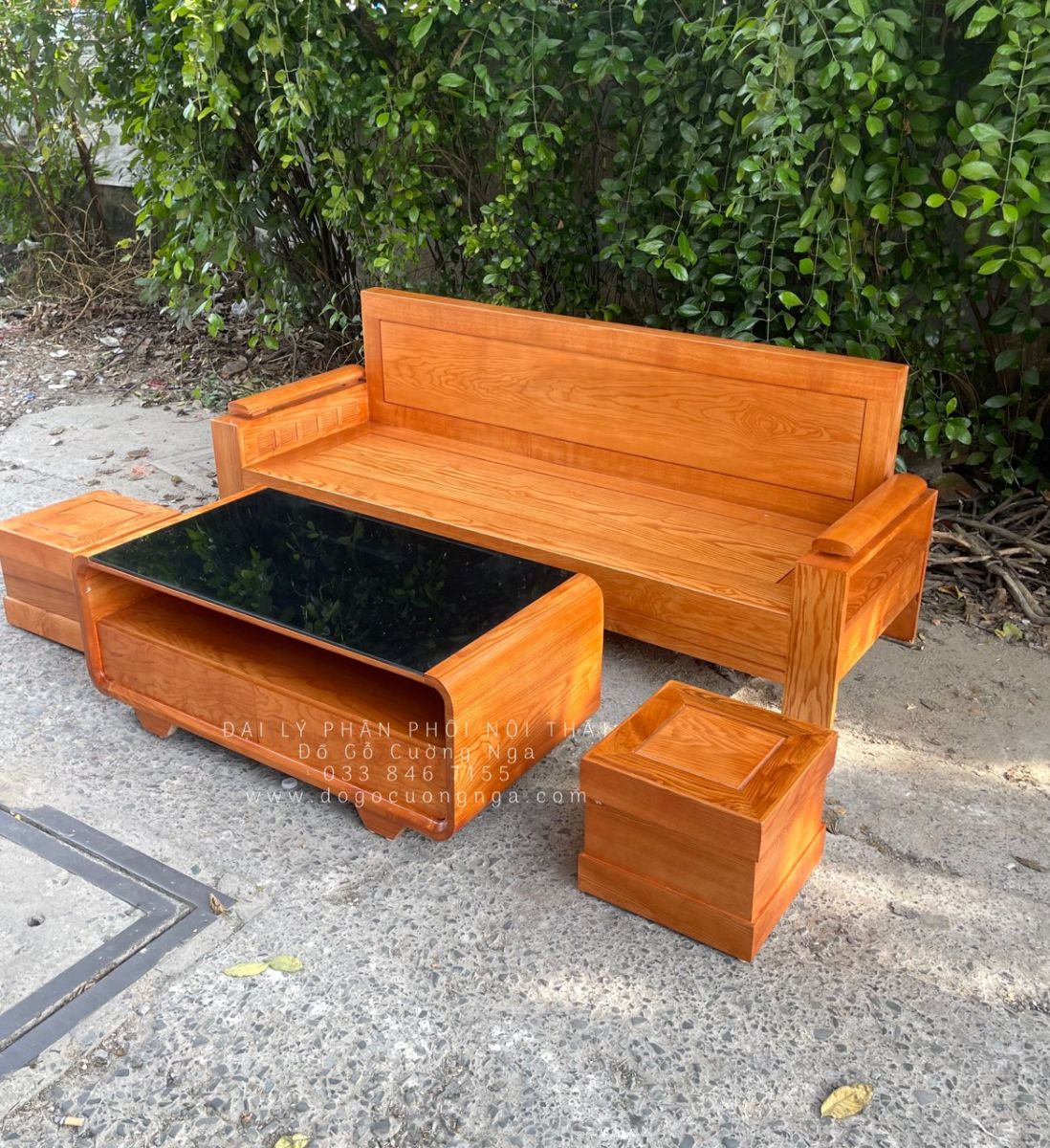 Ghế sofa gỗ sồi nga 1 văng giá rẻ 