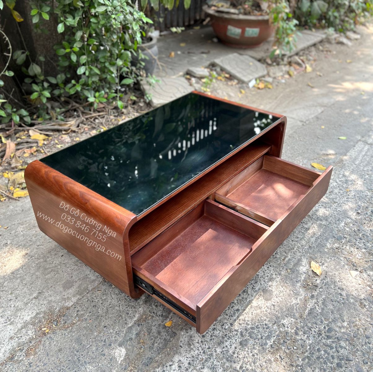 Bàn Trà Sofa Gỗ Sồi Lau Màu Óc Chó Đẹp Hiện Đại 
