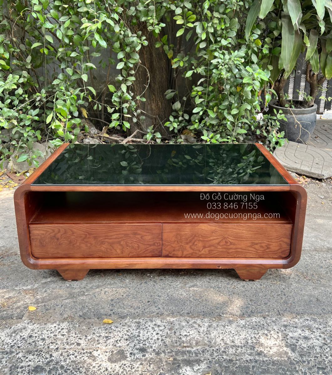 Bàn Trà Sofa Gỗ Sồi Lau Màu Óc Chó Đẹp Hiện Đại 