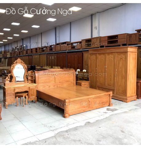 1 - Mẫu combo phòng ngủ gỗ gõ đỏ hiện đại 