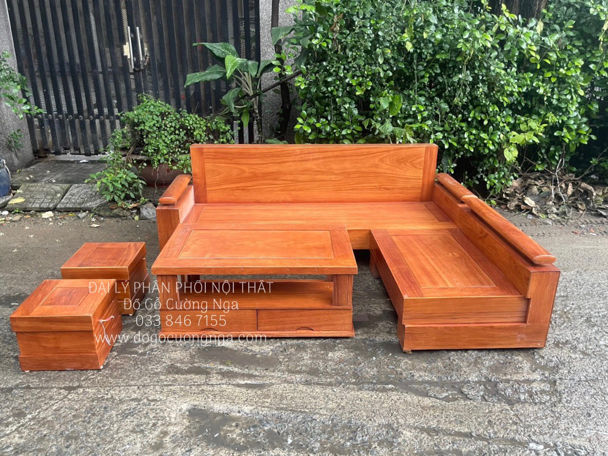sofa gỗ gõ đỏ hiện đại