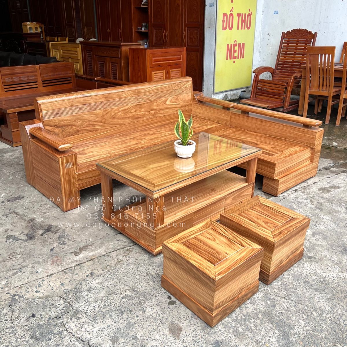ghế sofa gỗ hương xám