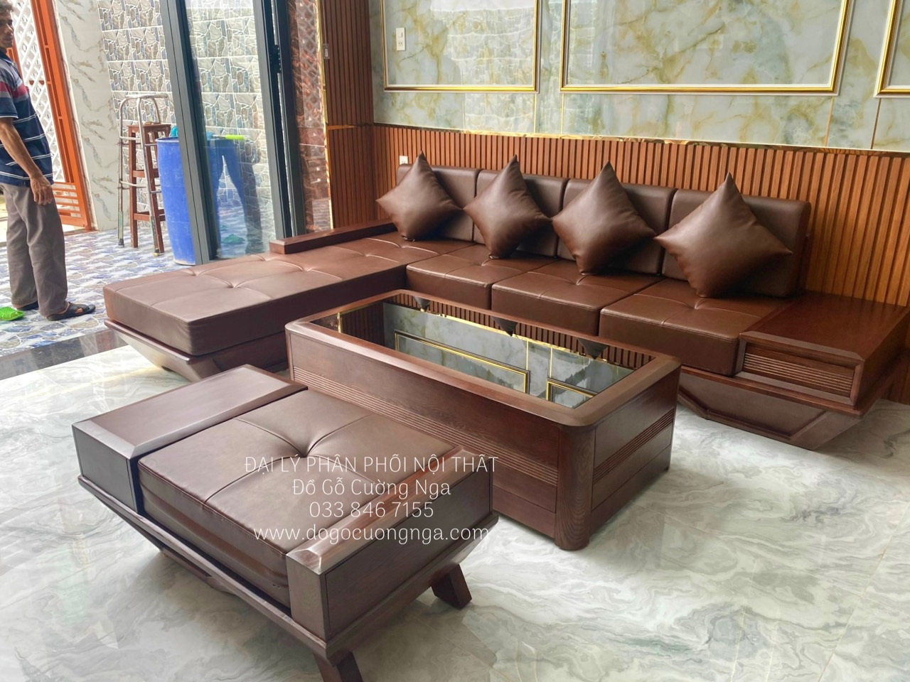 ghế sofa gỗ sồi nga 
