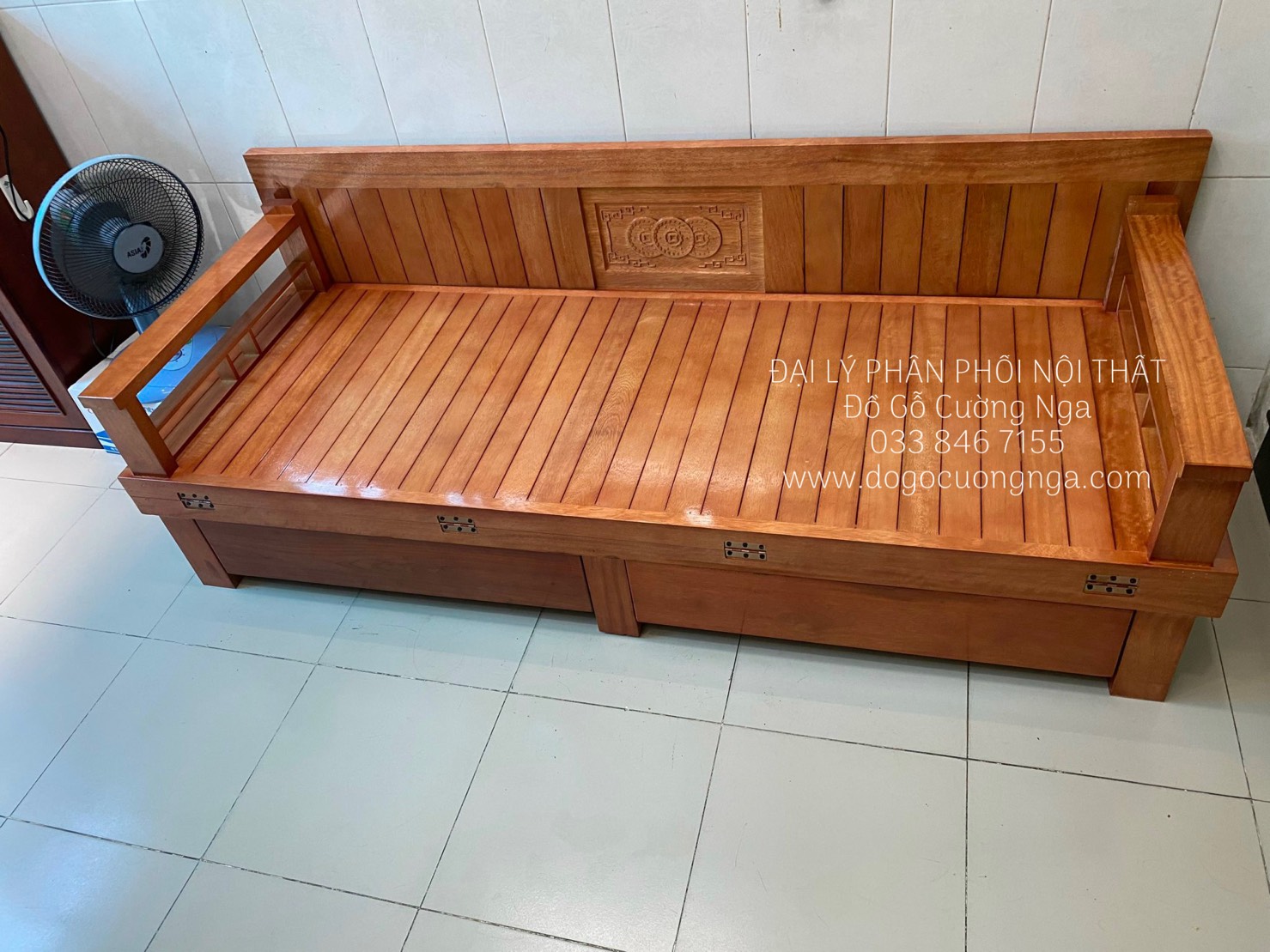giường gấp ô kéo gỗ sồi 