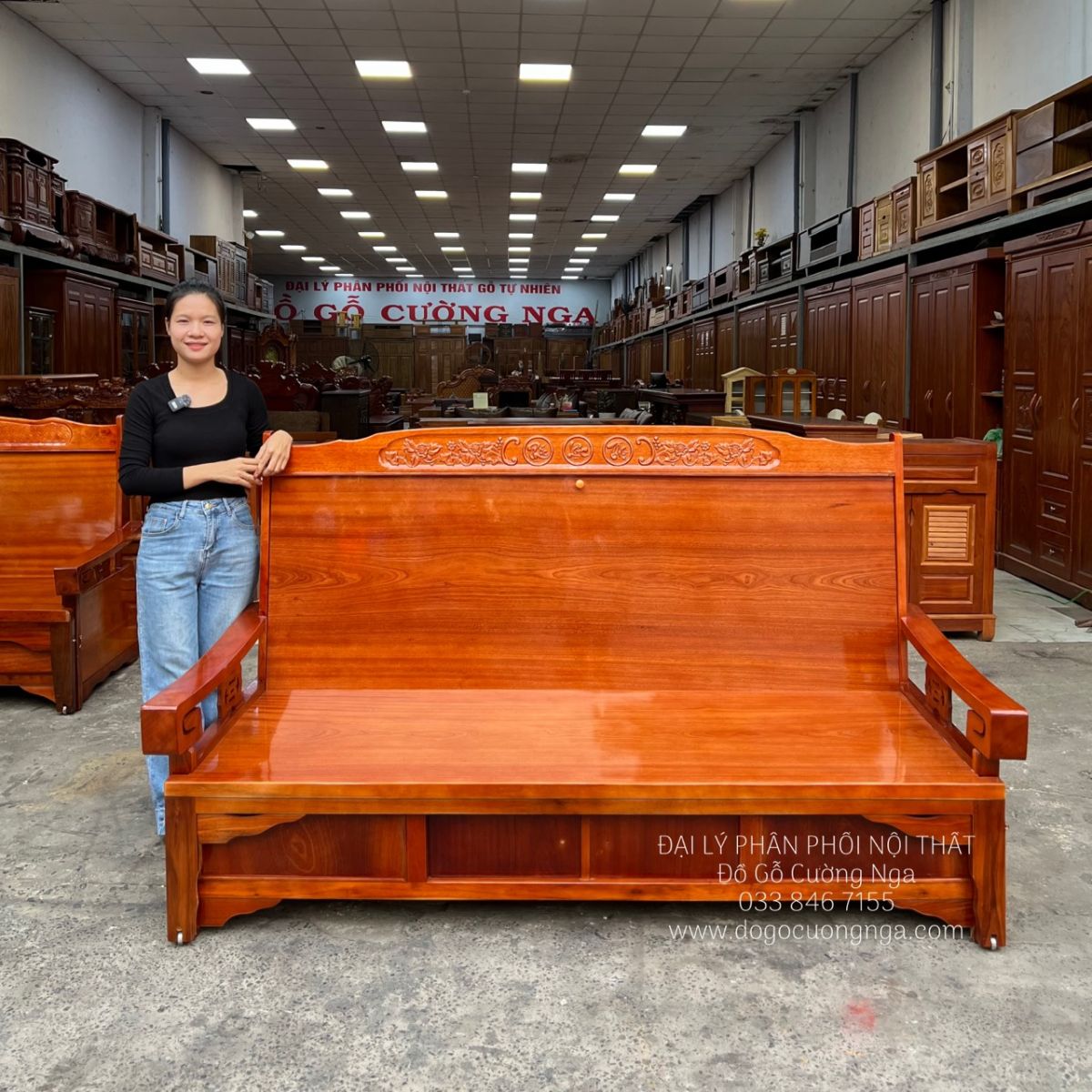 trường kỷ kéo gỗ xoan đào 
