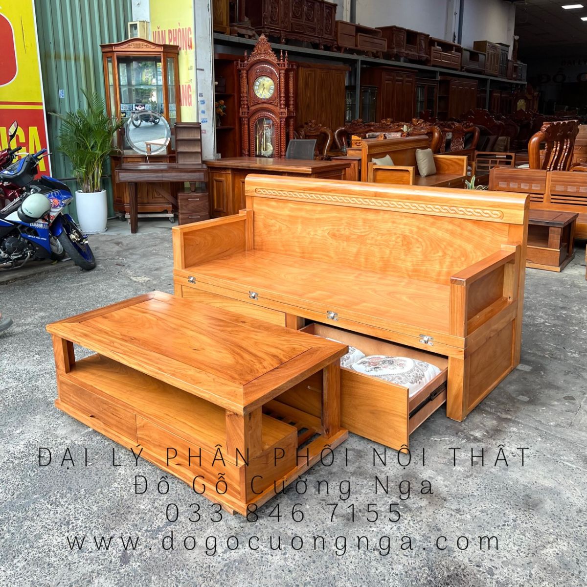 Giường gấp gỗ xoan đào 1m6 lộc ( BẢN LỀ ÂM ) ĐN 