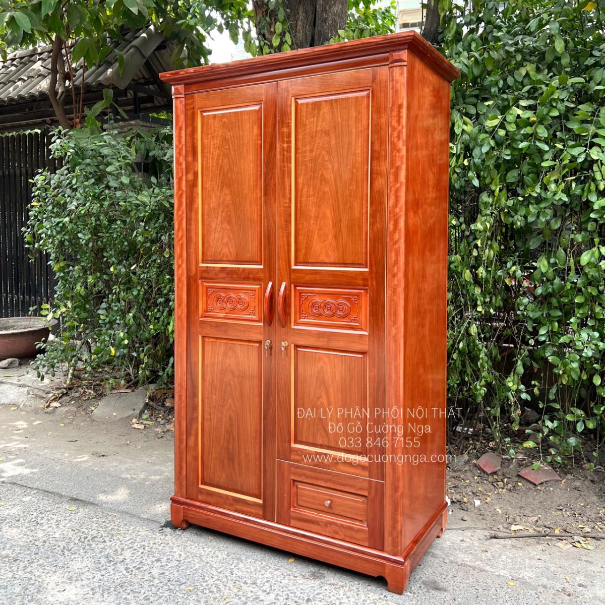 tủ áo gỗ xoan đào 2 cánh 