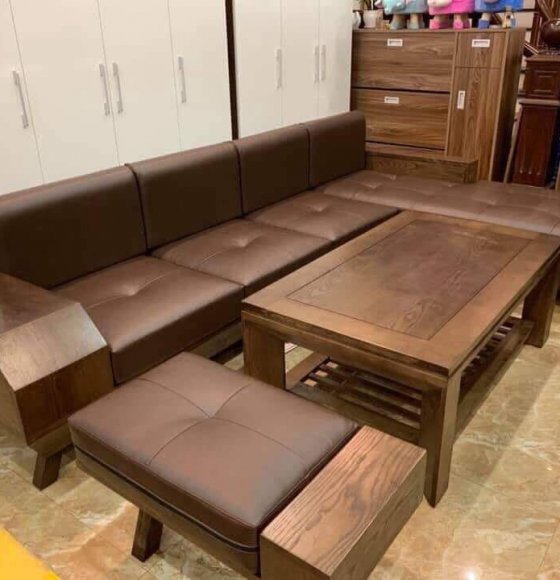 Bàn Ghế Góc Gỗ Sồi Nga 2m8x2m ( đặt hàng ) 