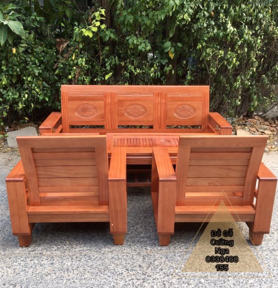 Bộ Bàn Ghế Phòng Khách Gỗ Xoan Đào - Tựa Cong 