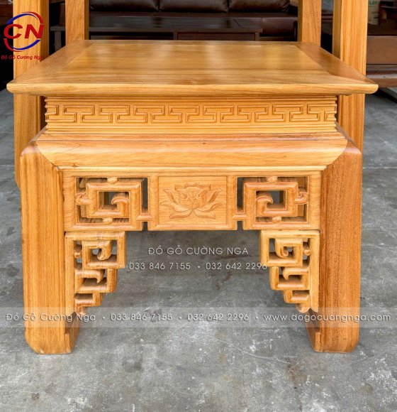 Bàn Cúng Cơm Gỗ Gõ Đỏ Chạm Sen Nhẹ Nhàng