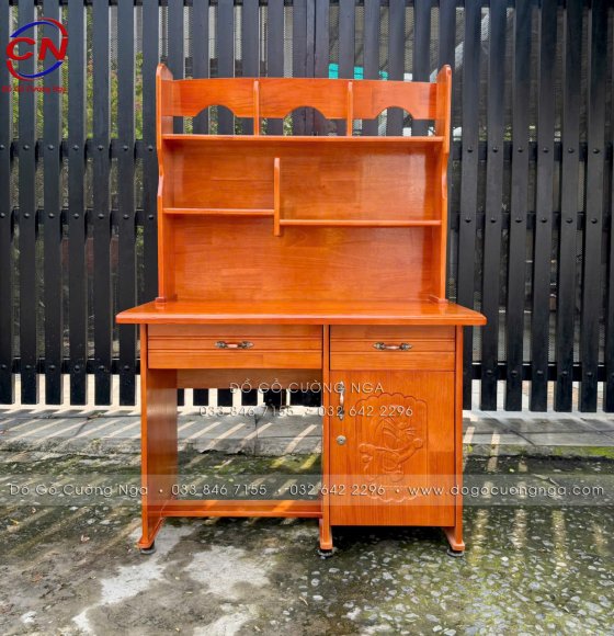 Bàn Học Gỗ Thông Kèm Kệ Sách 