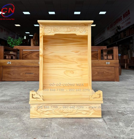 Bàn Thờ Ông Địa Thần Tài Gỗ Thông 48x68cm Đơn Giản Giá Rẻ