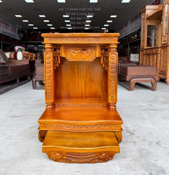 Bàn Thờ Ông Địa Thần Tài Gỗ Tràm 60x81cm Chuẩn Phong Thủy
