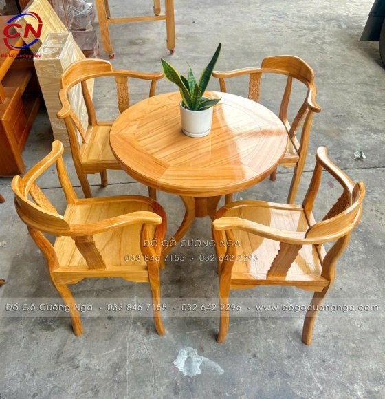 Bàn Trà Gỗ Gõ Đỏ Bộ 4 Ghế 